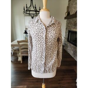 Bella Dahl Women's M Button Down Shirt Long Sleeve Animal Leopard Print Top
